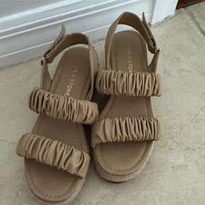 Sun + Stone Tan Ruched Strap Sandals